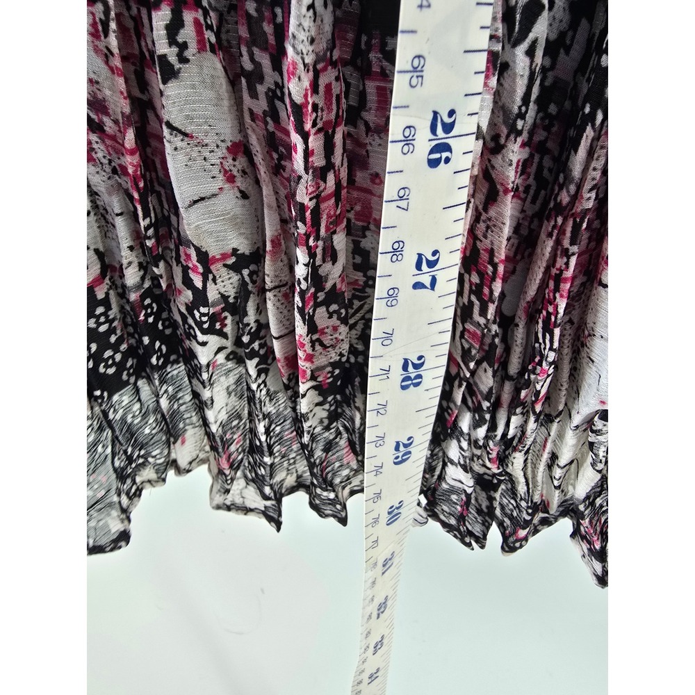 Christopher & Banks Petite Small Pleated Midi Skirt Black Pink Geometric NWT - Picture 3 of 9